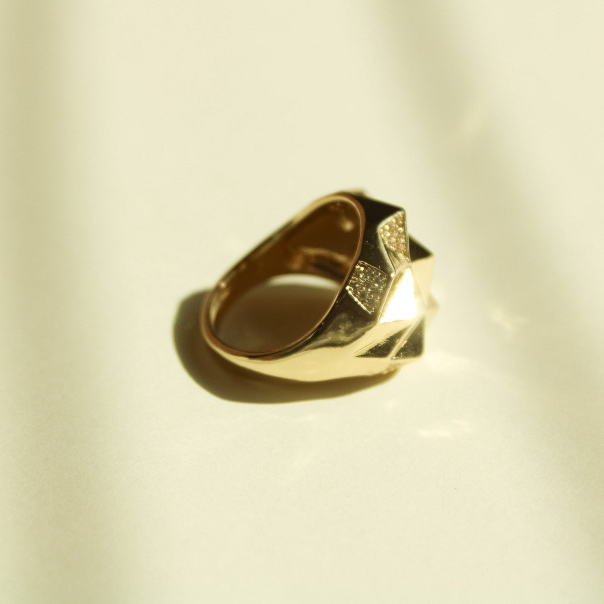 Geometric Faceted CZ Dome Ring — 14K Gold Plated - Séfan Jewelry