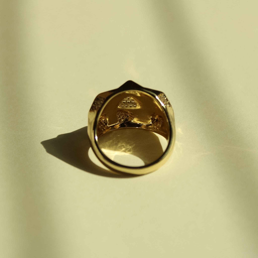 Geometric Faceted CZ Dome Ring — 14K Gold Plated