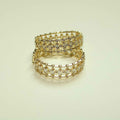 Gold mixed-cut CZ inside-out hoop earrings, stacked pair