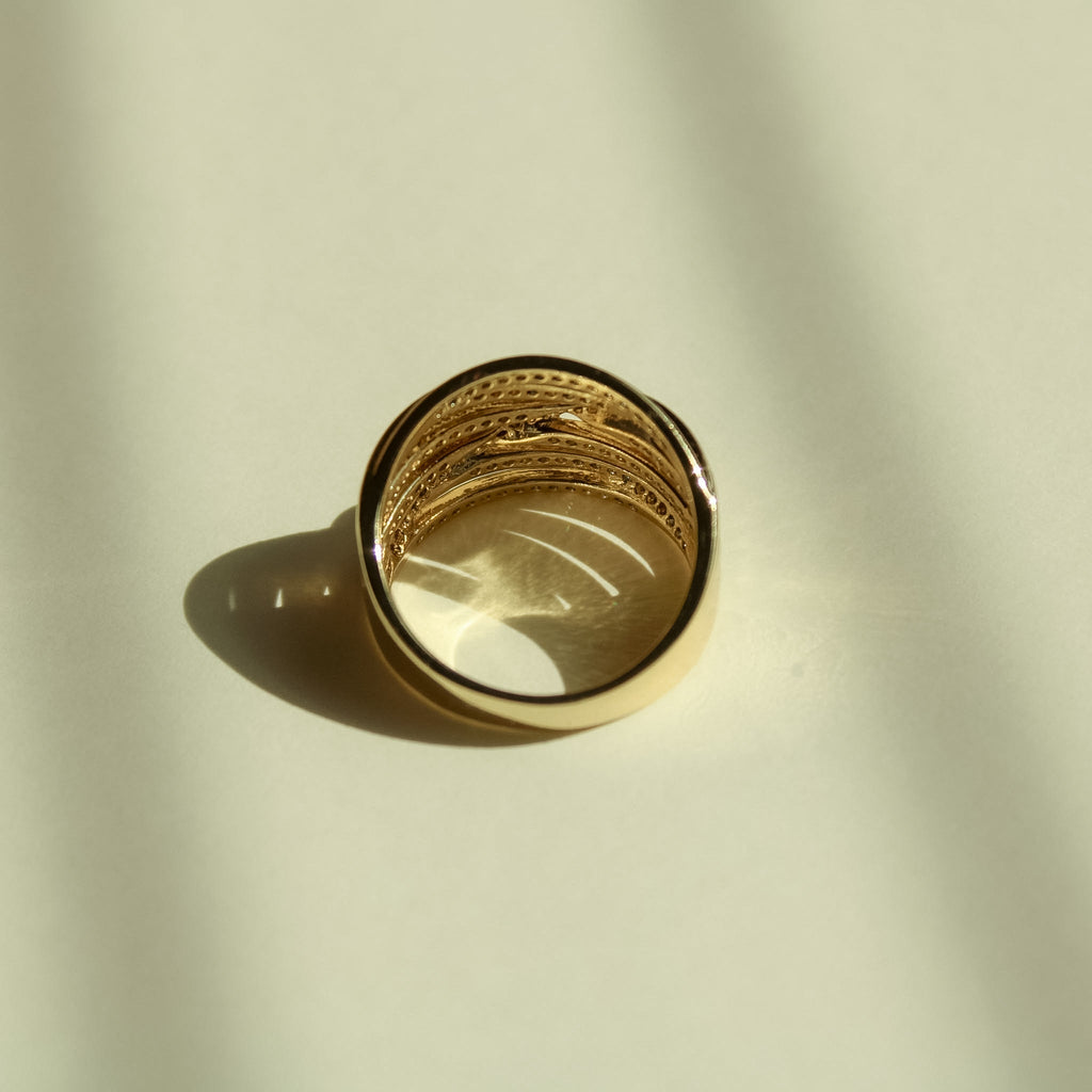 Multi-Row Crossover Pavé CZ Band Ring — 14K Gold Plated - Séfan Jewelry
