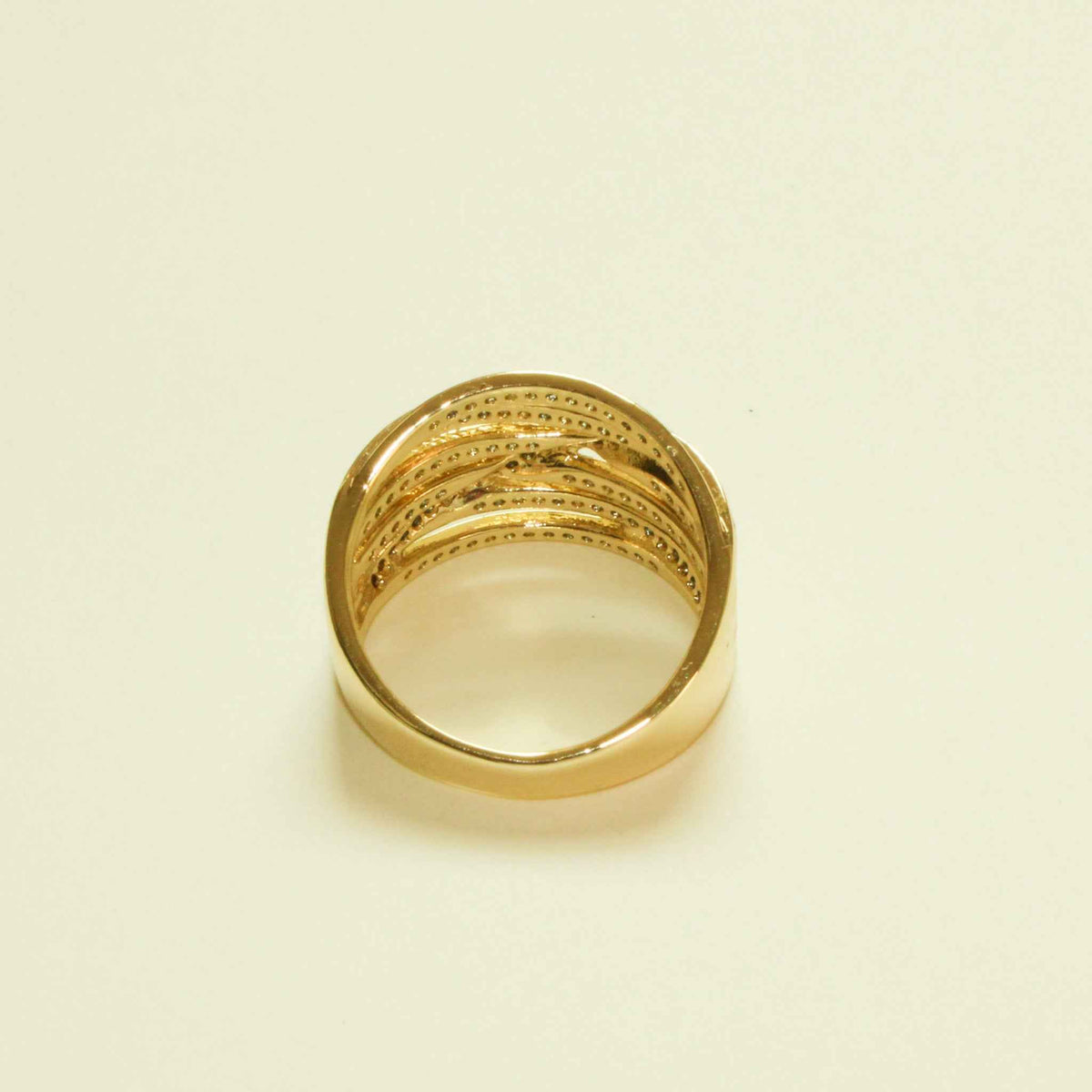 Multi-Row Crossover Pavé CZ Band Ring — 14K Gold Plated