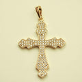 Ornate Pavé CZ Cross Charm — 14K Gold Plated - Séfan Jewelry