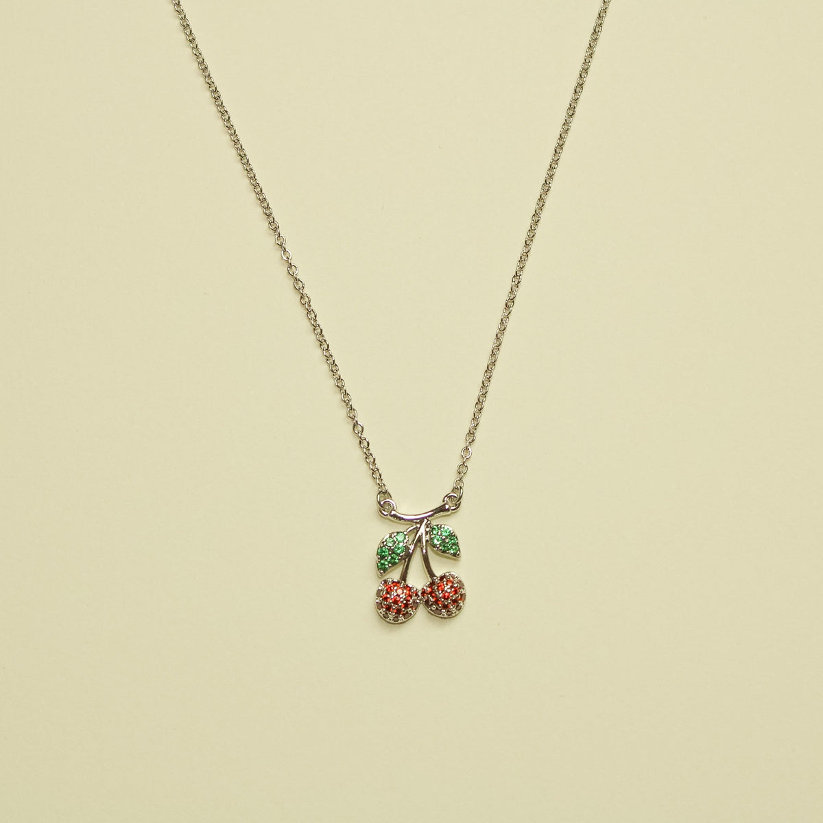 Pavé CZ Cherry Pendant Necklace — Silver - Séfan Jewelry