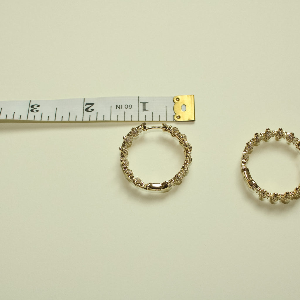 14K gold pavé CZ spike hoop earrings, small round hoops