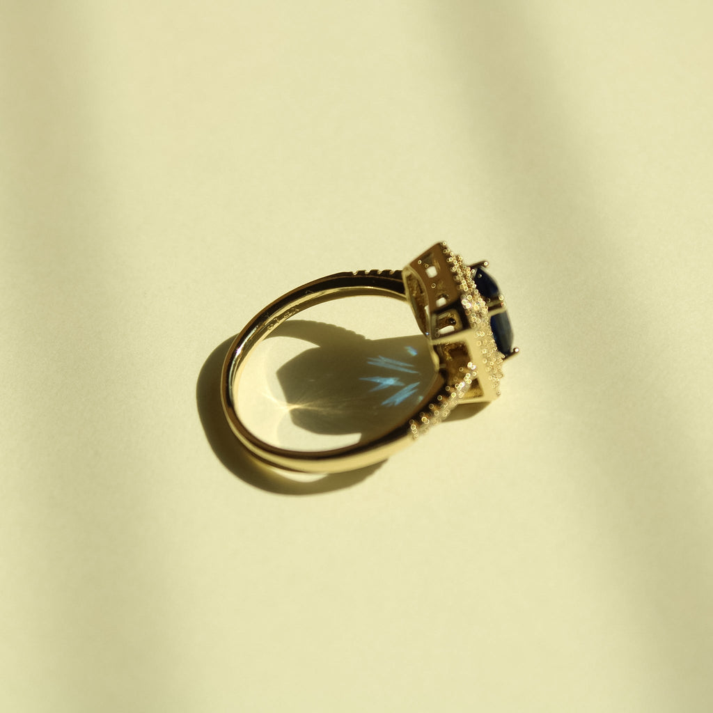 Pavé Double Halo CZ Ring — 14K Gold Plated - Séfan Jewelry
