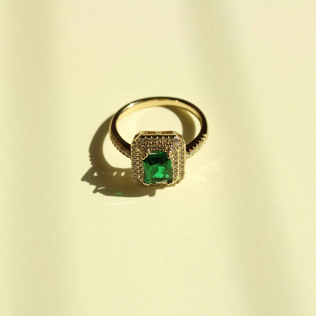 Pavé Double Halo CZ Ring — 14K Gold Plated