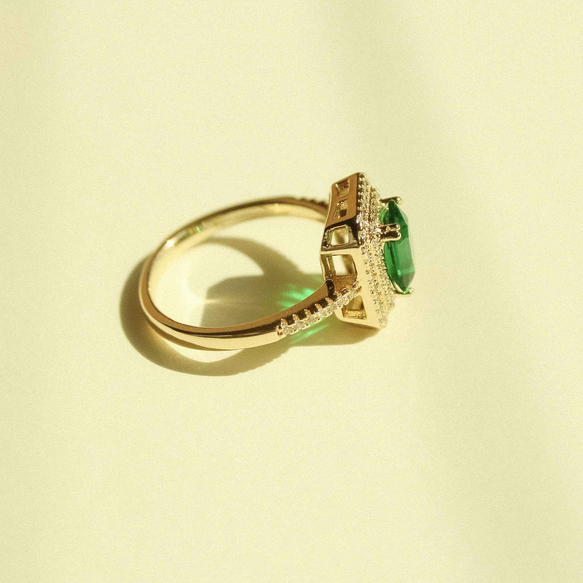 Pavé Double Halo CZ Ring — 14K Gold Plated