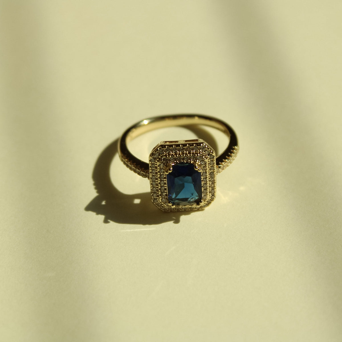 Pavé Double Halo CZ Ring — 14K Gold Plated - Séfan Jewelry