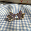 Pavé Purple CZ Star Stud Earrings — 14K Gold Plated