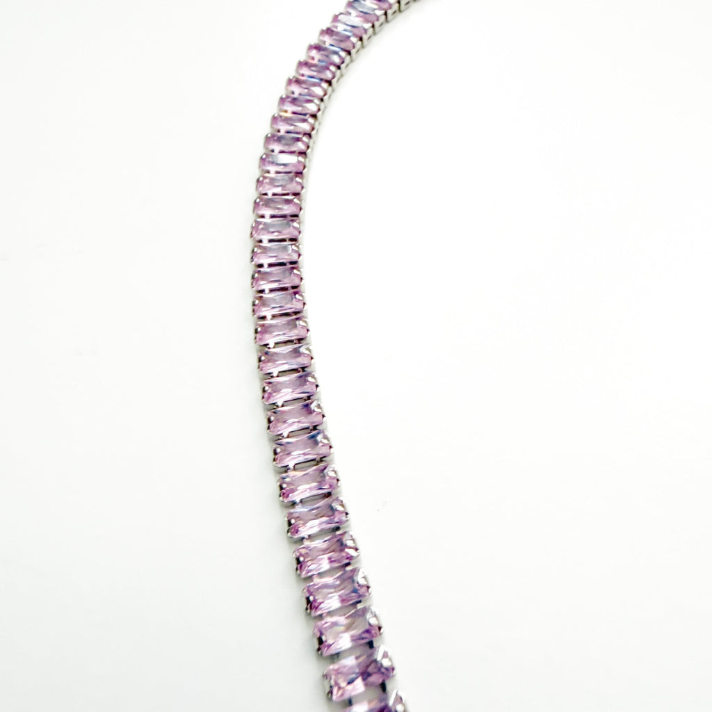 Pink baguette tennis Necklace - Séfan Jewelry