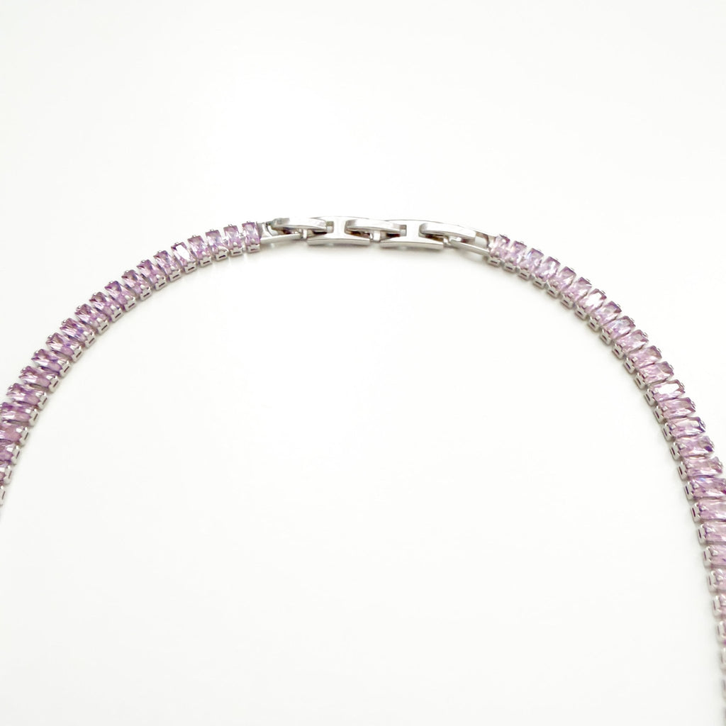 Pink baguette tennis Necklace - Séfan Jewelry
