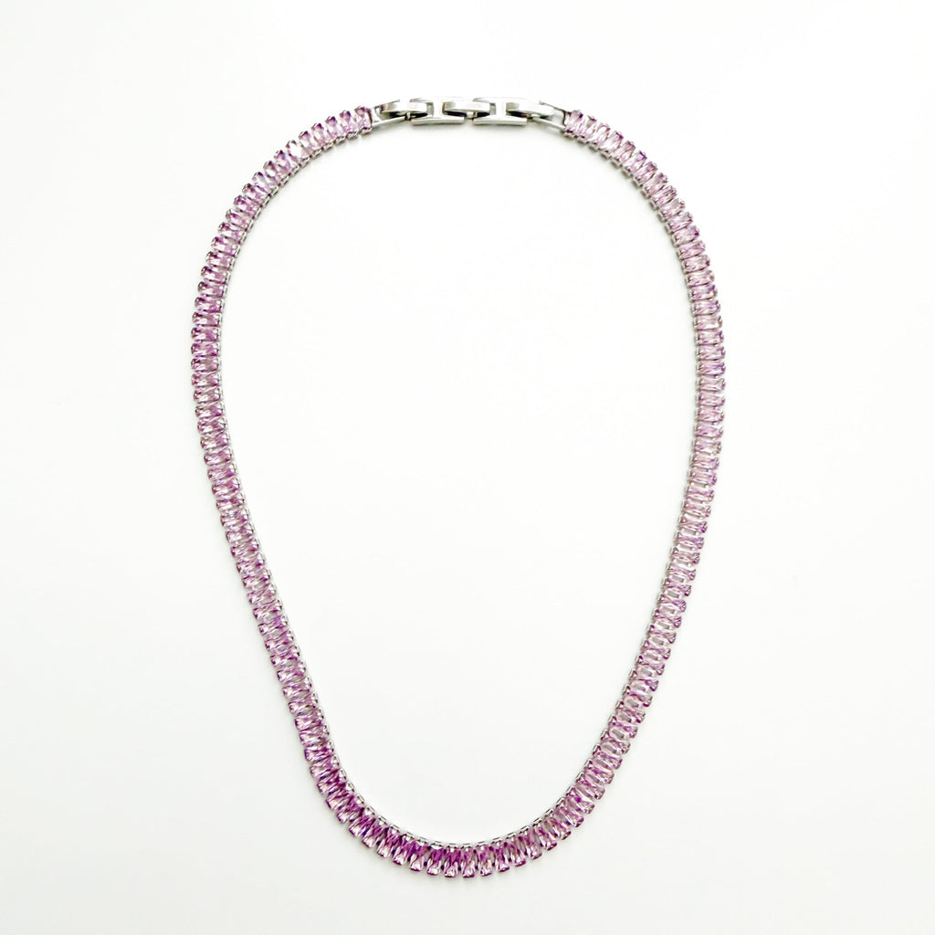 Pink baguette tennis Necklace - Séfan Jewelry