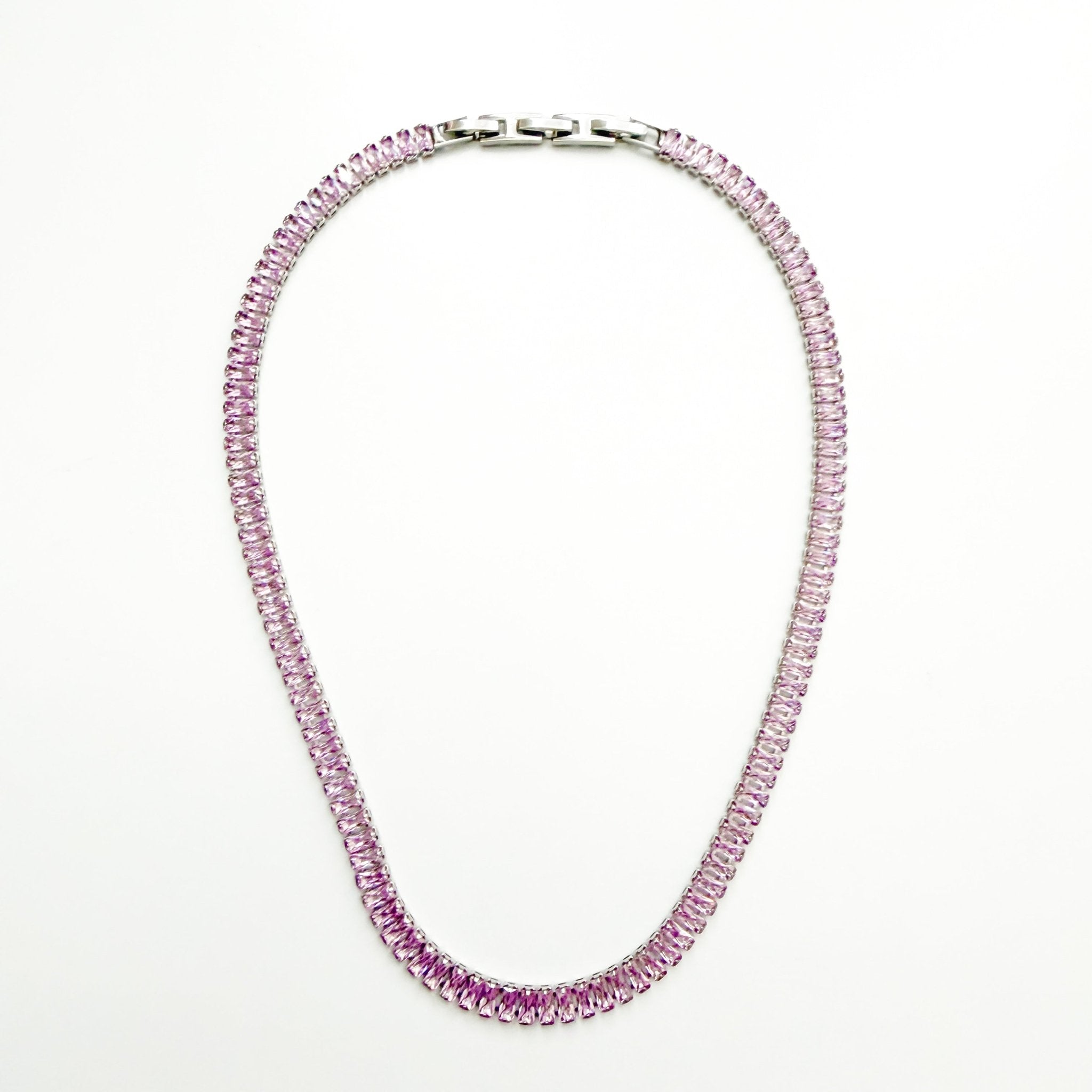 Pink baguette tennis Necklace - Séfan Jewelry