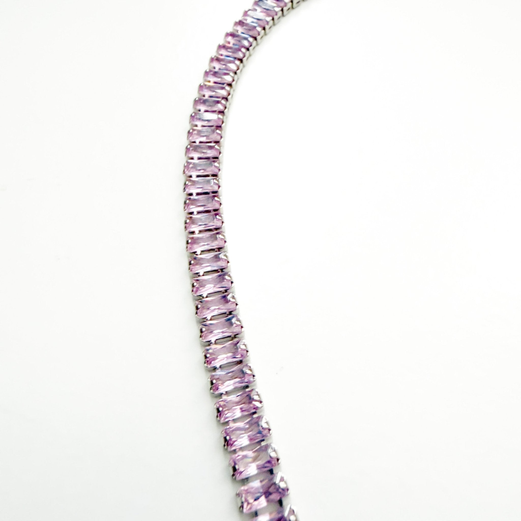 Pink baguette tennis Necklace - Séfan Jewelry
