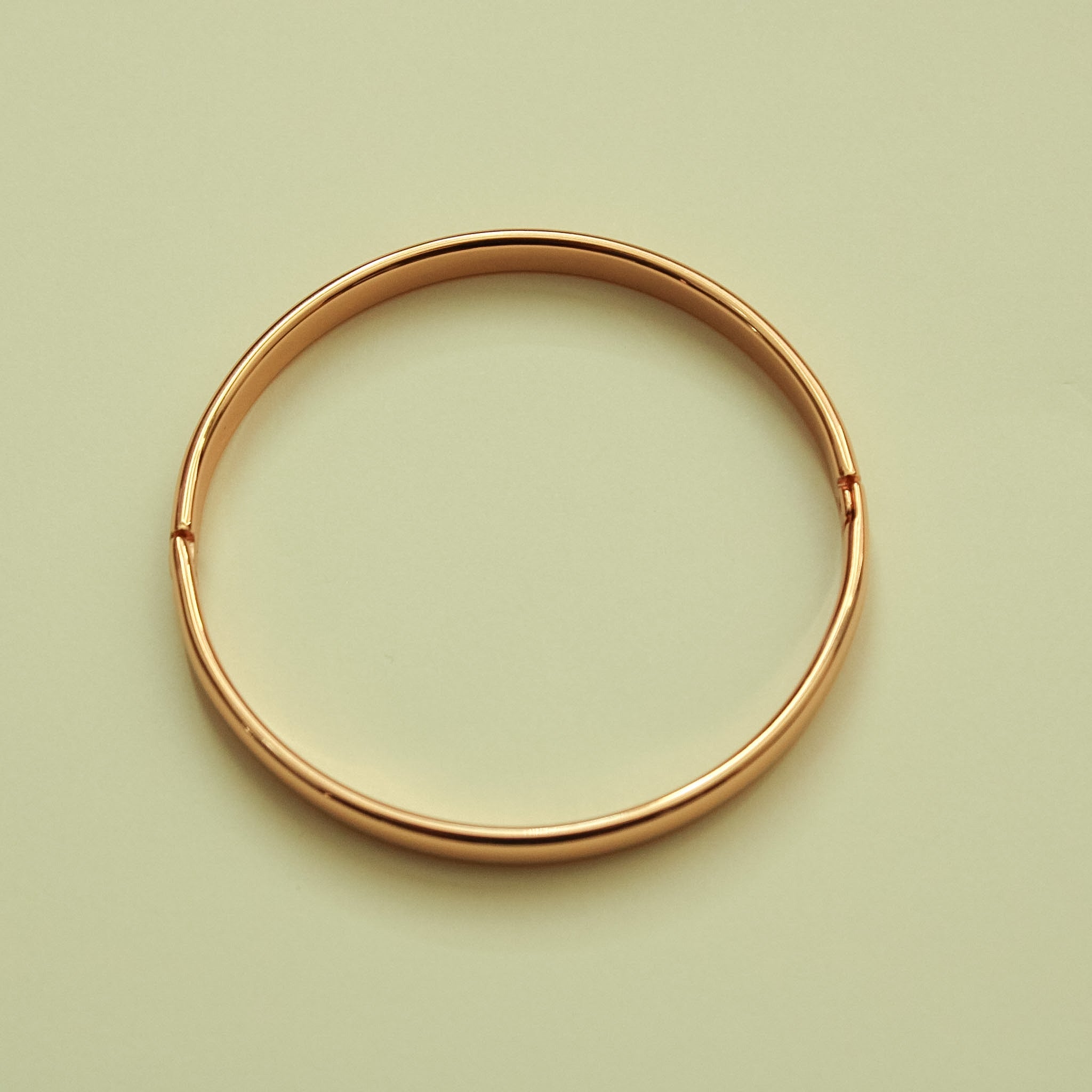 Rose gold simple bangle bracelet, smooth circular band
