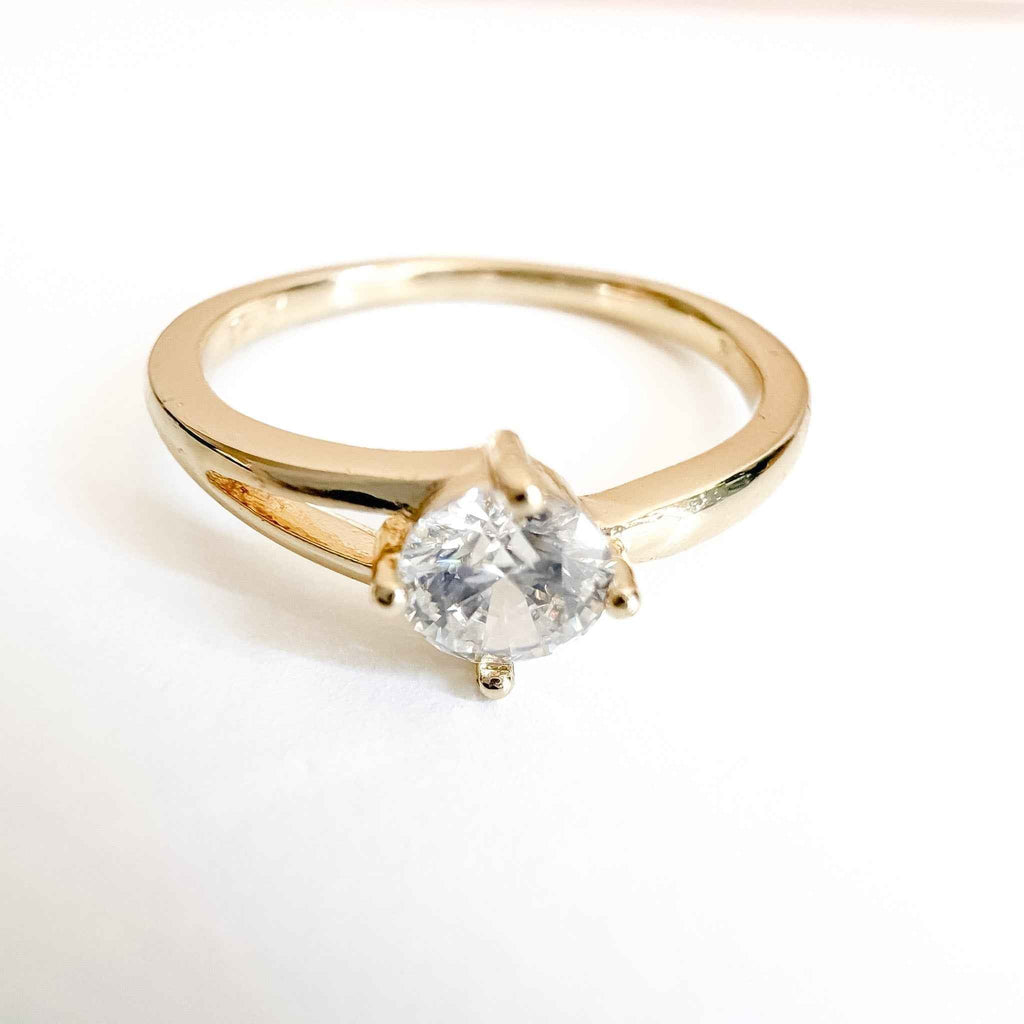 Simple Solitaire Round CZ Ring - Séfan Jewelry