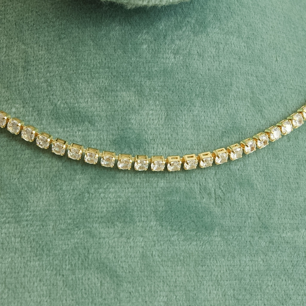 Tennis Necklace — 14K Gold Plated 925 Silver - Séfan Jewelry