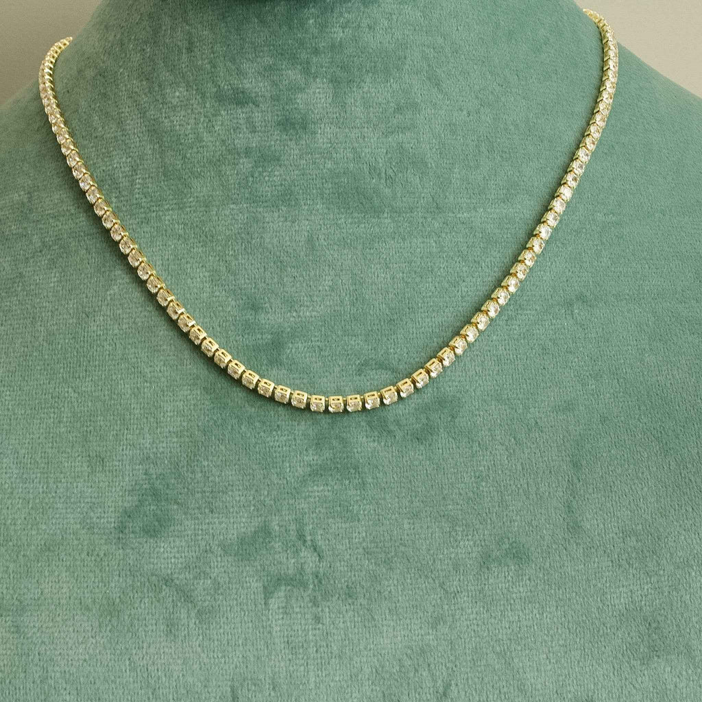 Tennis Necklace — 14K Gold Plated 925 Silver