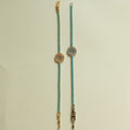 Turquoise Evil Eye Medallion Tennis Bracelet — 14K Gold Plated & White Gold Plated - Séfan Jewelry